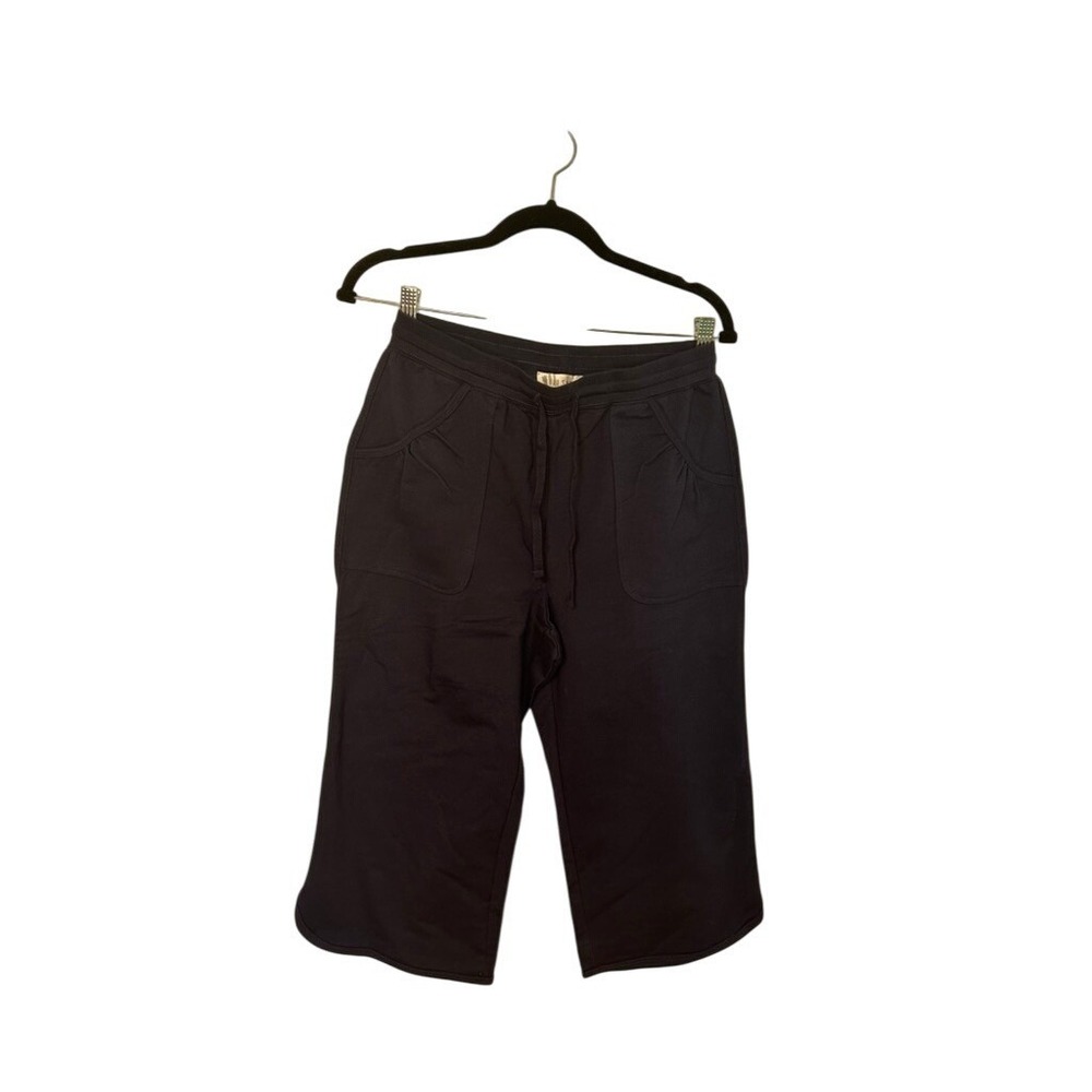Sport Savvy Navy Blue Cropped Sweatpants Cotton Blend Drawstring Capri Small